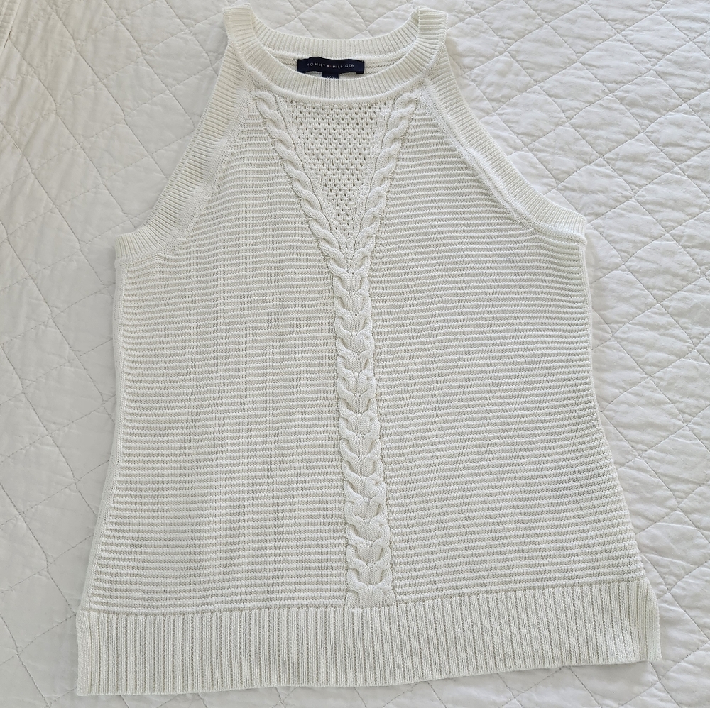 Tommy Hilfiger Sweater Tank, Off-White, Size L